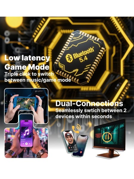 Alternate view of Hmusic H23pro Neckband Bluetooth Headphones, Ipx7 Waterproof, 30db Tri-flange