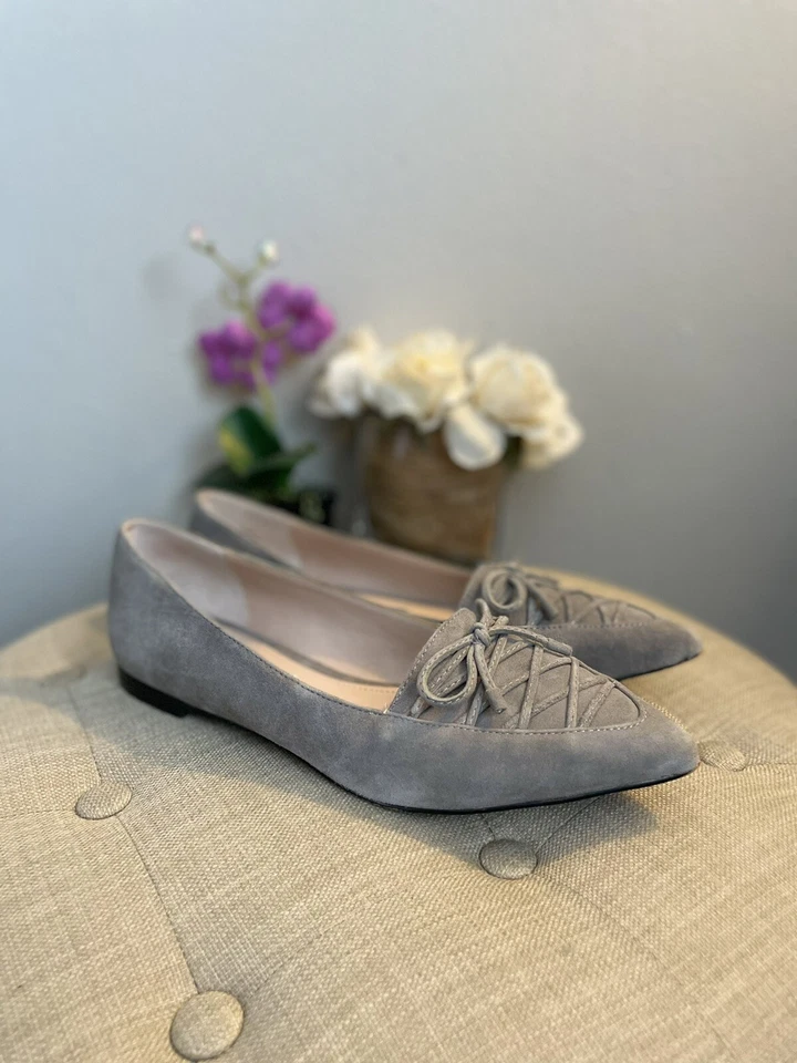 Pajarita plana para mujer French Connection "Gesine" gamuza gris - talla 7,5 Foto 3 de 4