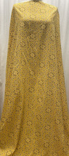 100 Cotton Yellow Black Paisley Flower Print Fabric 1 Yard and 56" Inch Wide