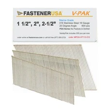 1-1/2" to 2-1/2" ANGLE FINISH NAILS 16GA 316SS 600ct | MPDA-VP112-212