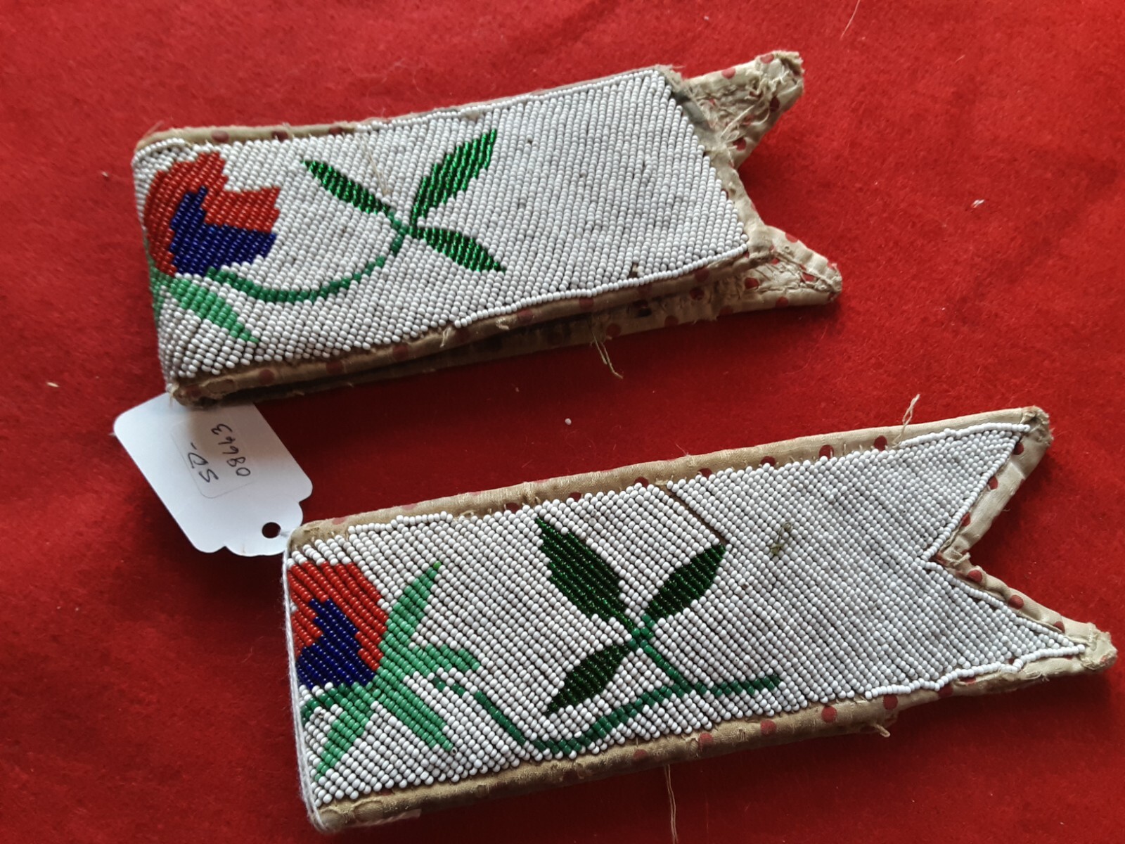 NATIVE AMERICAN BEADED ARM BANDS, VINTAGE REGALIA DANCE CUFFS,   SD-1224*08663