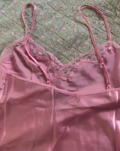 NWOT Warner's Sleepwear Pink Nightgown Lace V-Neck Large - Picture 7 of 8