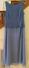 Womens blue lavender beaded jakara MOTHER OF THE BRIDE FORMAL Dress SIZE 16 42"