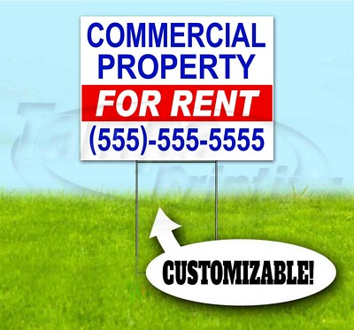 COMMERCIAL PROPERTY FOR RENT CUSTOM 18x24 Yard Sign WITH STAKE Bandit REALTY