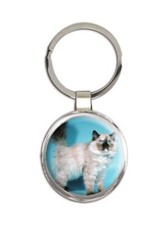Cat : Gift Round Keychain Cute Animal Kitten Funny Friend Eyes Sepia Artistic