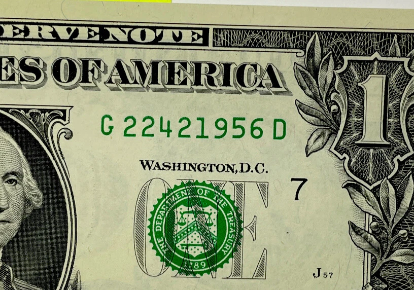 One Dollar Bill Birthday Note April 2 1956. Uncirculated. Fancy Serial Number - Image 2 of 4