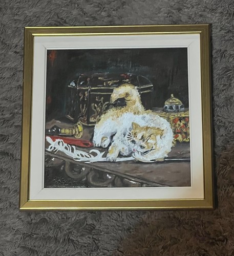 cat on the table oil painting oil on canvas - Picture 2 of 9