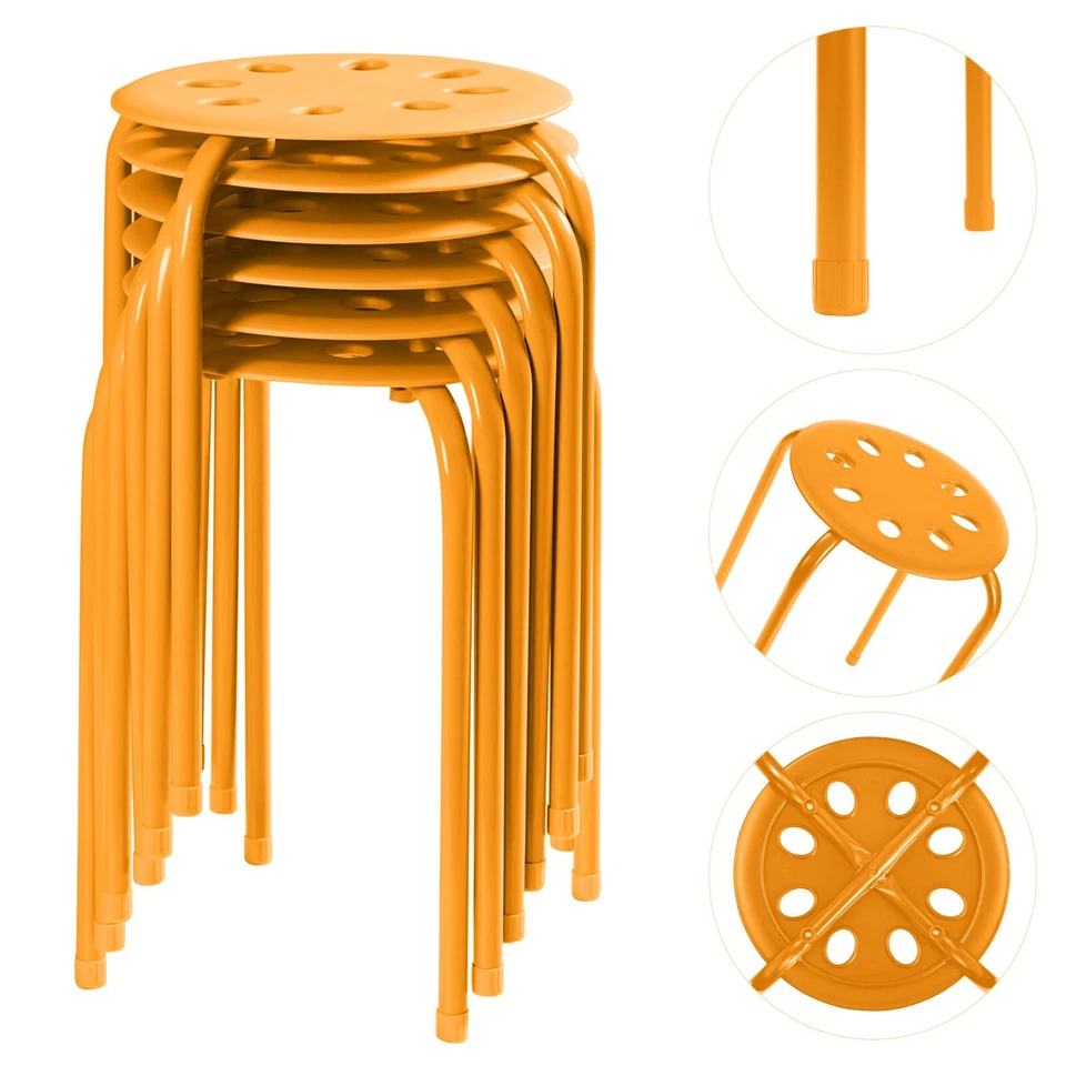 6x Portable Plastic Stack Stools Round Classroom Stools Chairs for Students Kids - Image 2 of 4