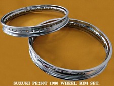 Fit SUZUKI PE250T 1980 FRONT & REAR CHROME WHEEL RIM SET 2PCS  [mi112]