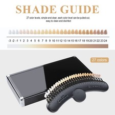 27 Color Teeth Whitening Set 3D Shade Guide Color Comparator Mirror Dental Plate