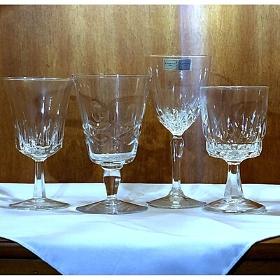 4 Mismatched Wine Glassware Collection vintage cut mixed cocktail glasses |  eBay