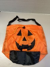 Light Up Pumpkin Halloween Safety 12" LED Trick or Treat Bag, Orange