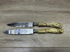 Vintage KLA-TRA-SO Solingen Germany Hand Carved Stag Horn Forged Knife Lot