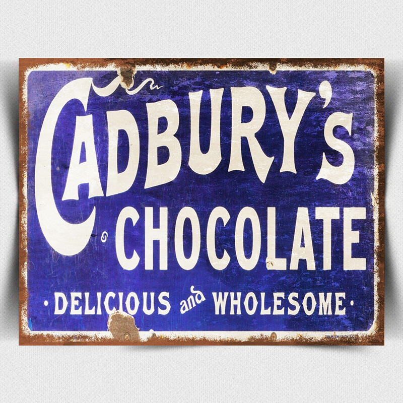 CADBURYS SCHOKOLADE Vintage Retro Werbung METALLSCHILD WANDPLAKETTE Kunstdruck Poster