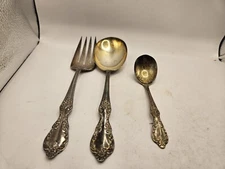 WM Rogers Mfg Co Extra Silver Plate LARGE flat Serving Fork + Spoon Set Vintage