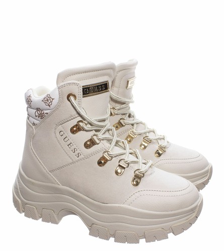 Sneakers Alte Donna GUESS con Glitter Colore Bianco - Argento Linea Maega a  sconto