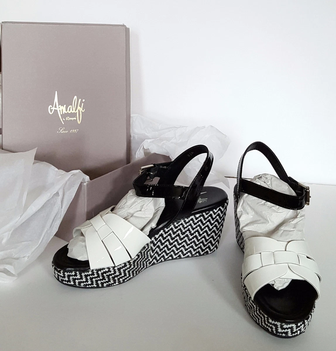 Amalfi By Rangoni Women's Monna WhiteBlack Patent Heels Shoes - Size 8.5 |  eBay