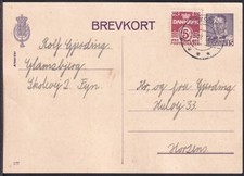 CLCV346 Denmark Old Postcard, Glamsbjerg - Horsens, Aug. 12. 1952.