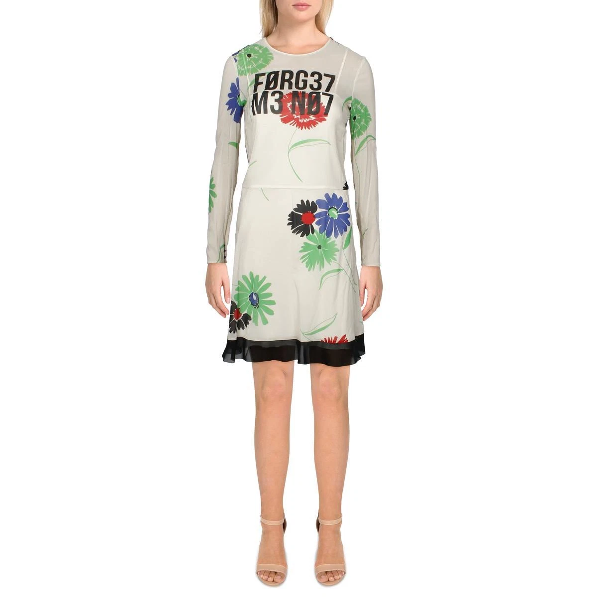 Red Valentino Womens Beige Silk Printed Party Mini Dress 40 BHFO