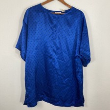 Vintage Victoria  s Secret Gold Label Night Gown Satin Sleep Shirt Blue Size M