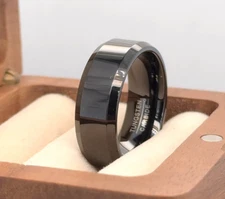High Polished Black Tungsten Engraved Band Unique Thanksgiving Gift For Family