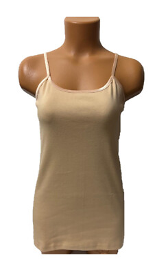3er Pack Damen Top 100% Baumwolle Unterhemd Shirt Oberteil Träger S M L XL Beige