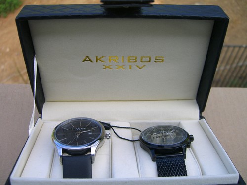 NEW Akribos XXIV AK625 & AK618 TWO WATCH BOXED SET - DELUXE REDUCED PRICE!