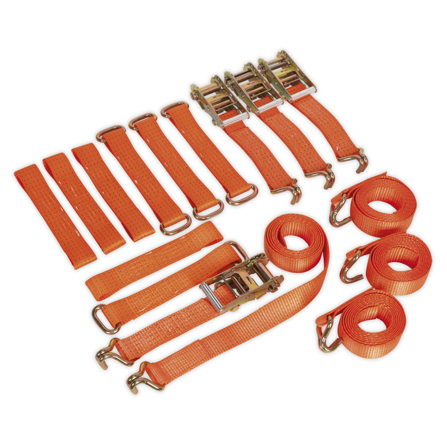 Sealey TDRWKIT 4 Piece 50mm x 3mtr Ratchet Tie Down Alloy/Steel Wheel Kit