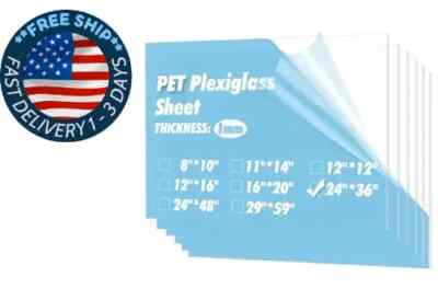 Paquete de 5 láminas de plexiglás/PET paneles de plástico flexibles transparente