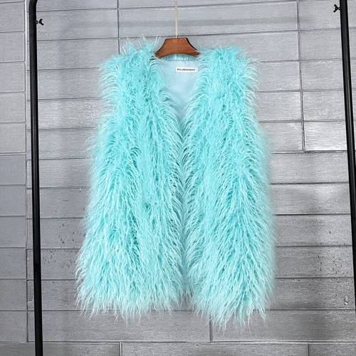 Mujeres Talla Grande Imitación Lana Piel Largo Imitación Skeep Piel Invierno Chaleco Cálido - Imagen 39 de 43