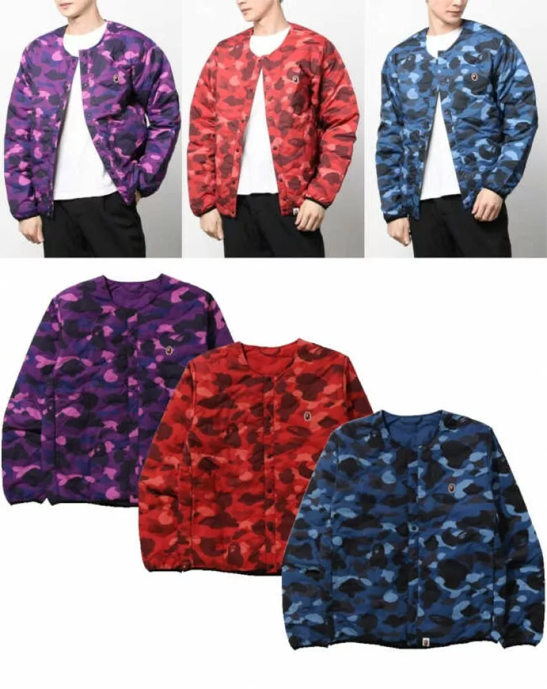 A BATHING APE Men's Light Weight Down Jacket COLOR CAMO Pattern Fast Ship Japan