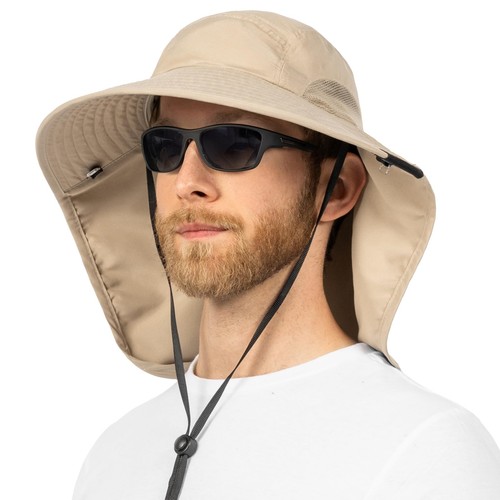 Wide Brim Sun Hat with Neck Flap, Fishing Hiking for Men Women Safari, Neck C...
