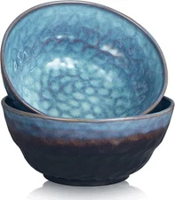 60 oz. Large Ceramic Soup Bowl, 8.2 in. Stoneware, Set of 2, Starry Blue