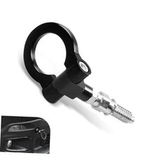 Car Front Bumper Tow Hook, Alloy Screw-on Racing Style Bumper Pull D 1 PC Black