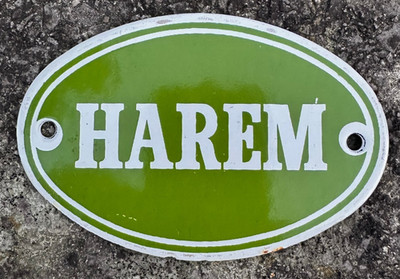 Vintage 60/70er Jahre DODO Designs Harem Emaille Plakette Metall Wand Türschild