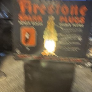 Firestone Spark Plugs Advertising Sign Black Orange Tires Theme