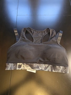 NEW Adore Me Aura Sports Bra 36D Jet Black Mesh Marble Band NWT