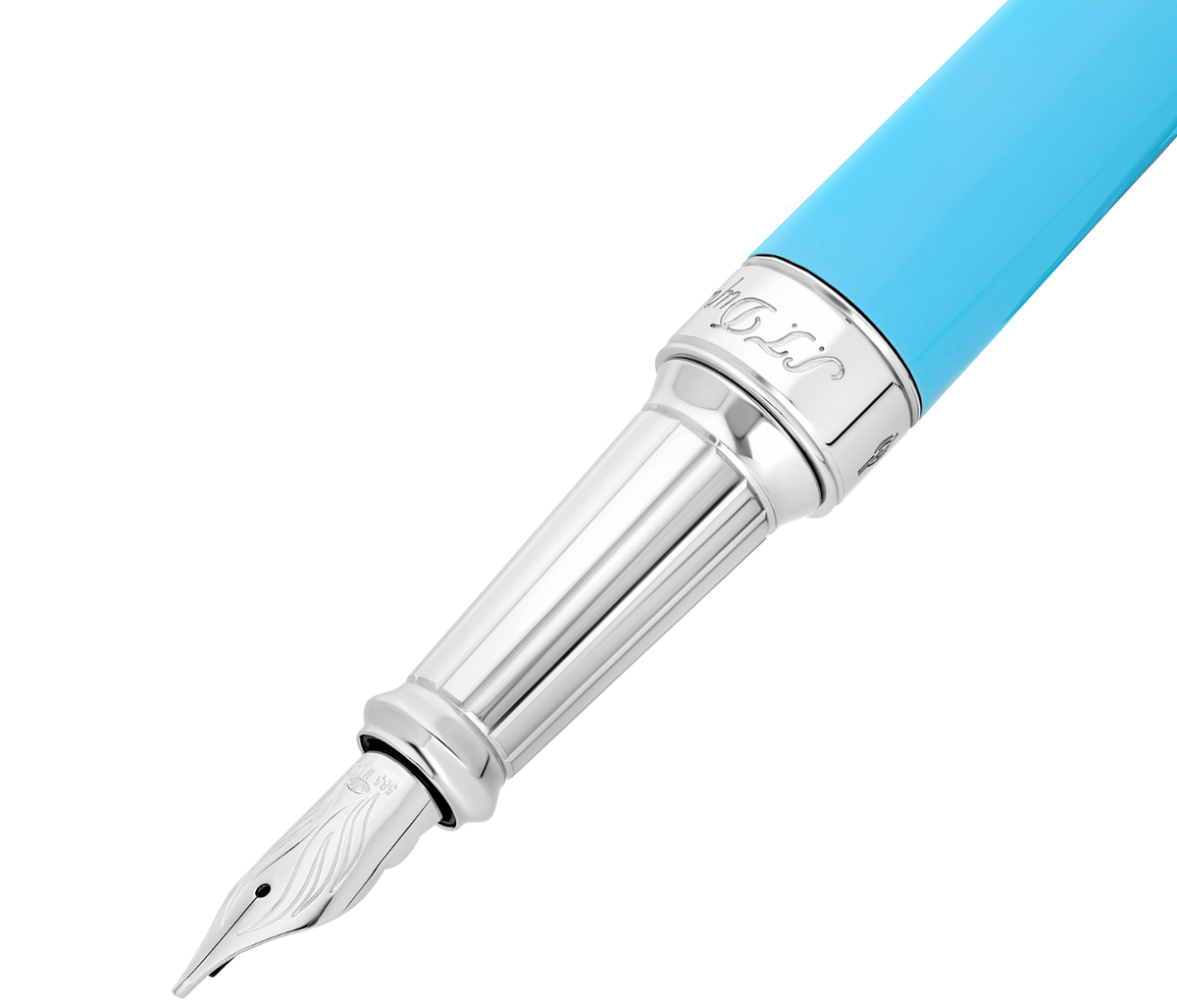 S.T. Dupont Line D Turquoise and Palladium Fountain Pen, 420221XL