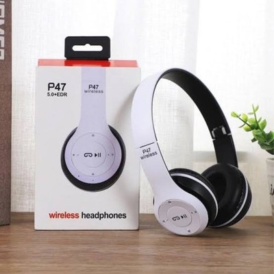 P47 Wireless Bluetooth Headphones   Foldable, Over-Ear, Built-In Mic