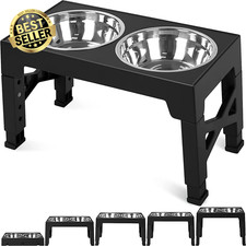 Elevated Dog Bowls, Foldable Raised Dog Bowl Stand with 2 Stainless Steel Dog Fo