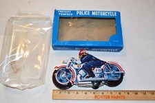 Vintage Tin Police Motorcycle Friction Powered w/box