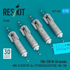 1/72 Reskit RS72-0565 FAB-250  -54 bombs 4 pcs  MiG-21/23/27/29, Su-7/17/20/22