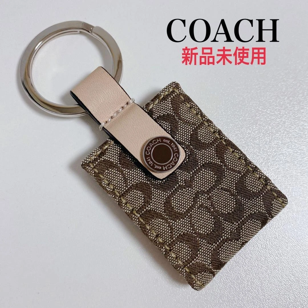 小物 Coach Picture Frame Charm Brown COACH Signature Canvas