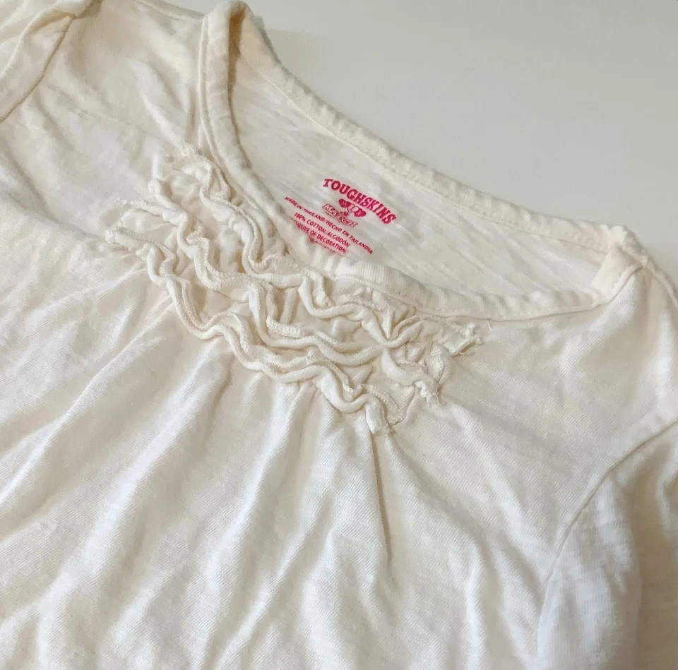 Conjunto de blusa floral crema manga larga con volantes para niñas - talla 6X Foto 3 de 4