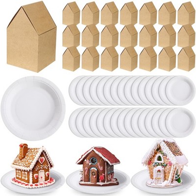 60 Pcs Christmas Gingerbread House Kit 4.9'' x 3'' x 3'' DIY Gingerbread Crafts ...
