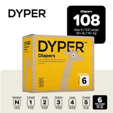 NEW Dyper Size 6 baby diapers 4 boxes, 432 diapers 108 diapers in each box 