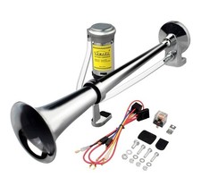 150DB Car Truck Air Horn 12V 18" Chrome Zinc Single Trumpet Style New