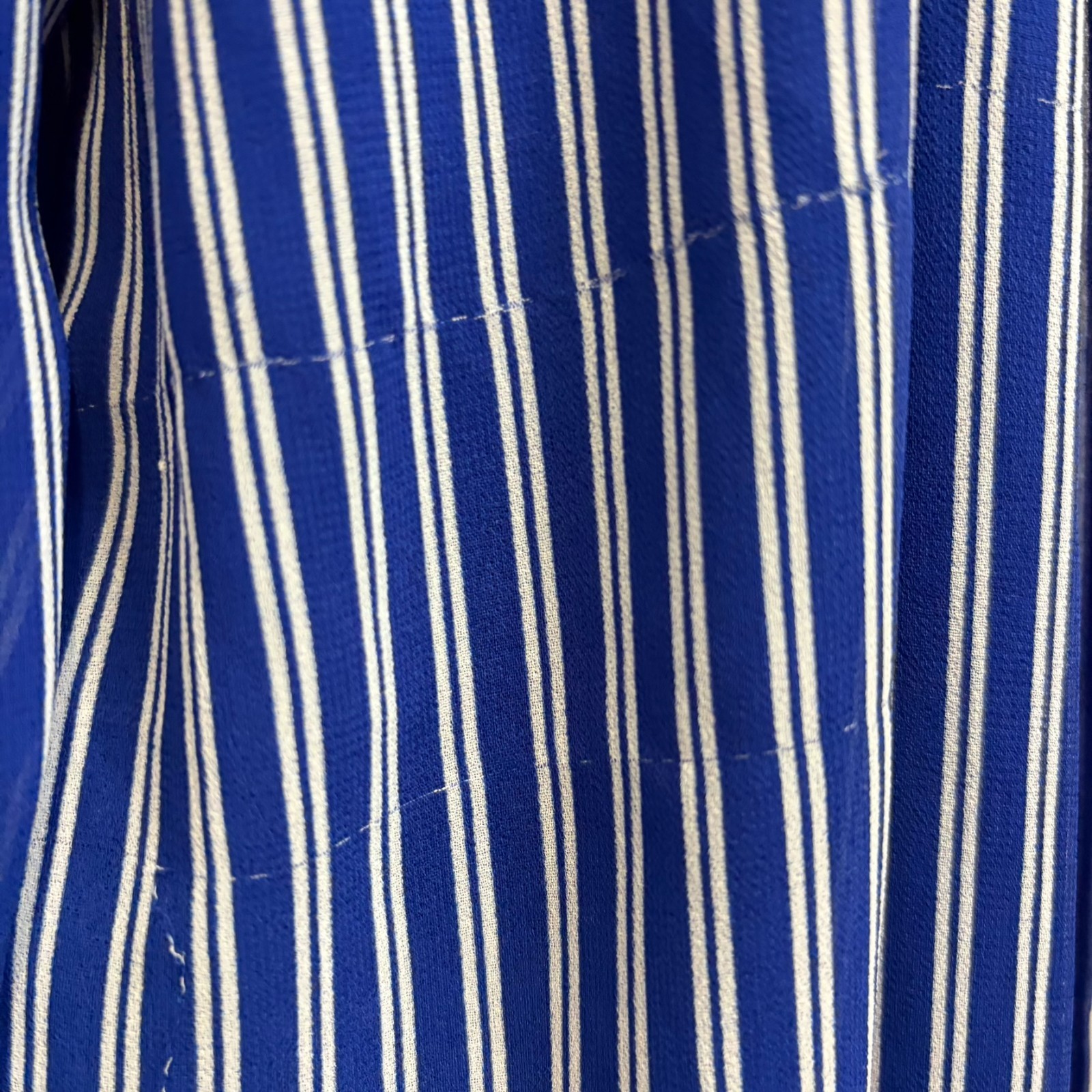 Michael Kors Women’s Large Blue White Striped Tie Waist Wide Leg Jumpsuit Resort thumbnail 16