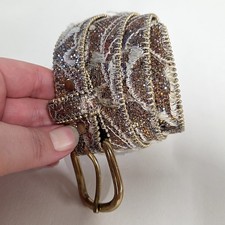 Vintage 90s Belt Sparkly Southwestern Boho Beaded Edge 33 in Sz S Festival