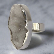 Sterling Silver Druzy Quartz Ring